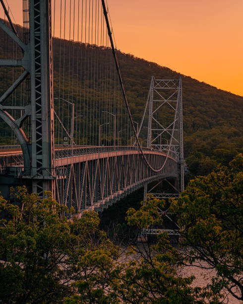 Bear Mountain Bridge at sunset, in the Hudson Valley, New York
